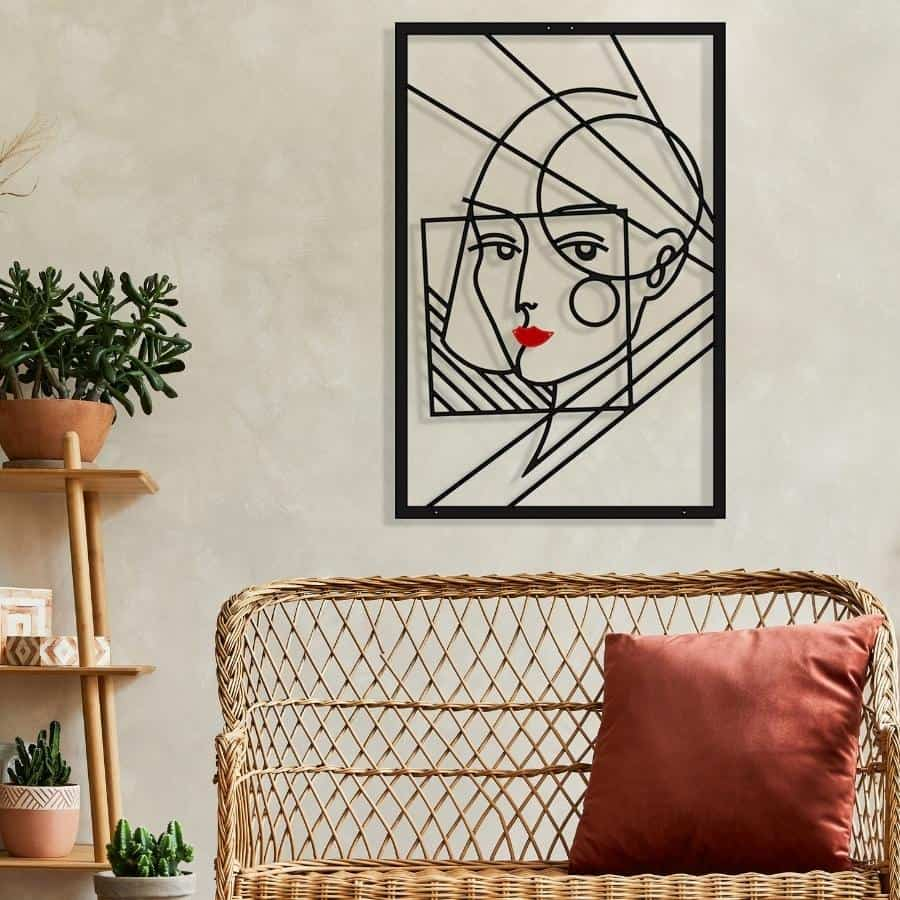 Minimalist Woman Face Metal Line Wall Art